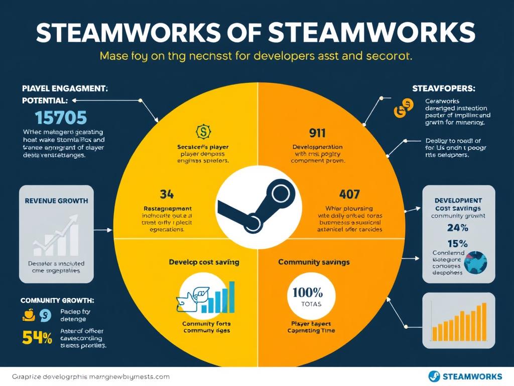 Steamworks对开发者的价值图表，展示各项功能带来的收益